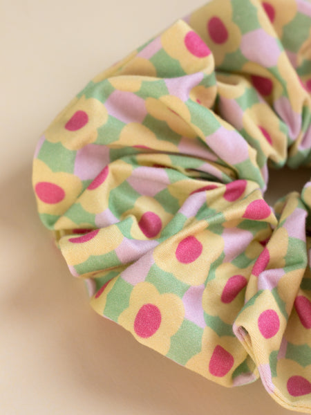 Checked Flowers Oversized Scrunchie