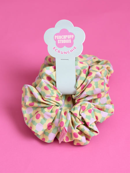 Checked Flowers Oversized Scrunchie