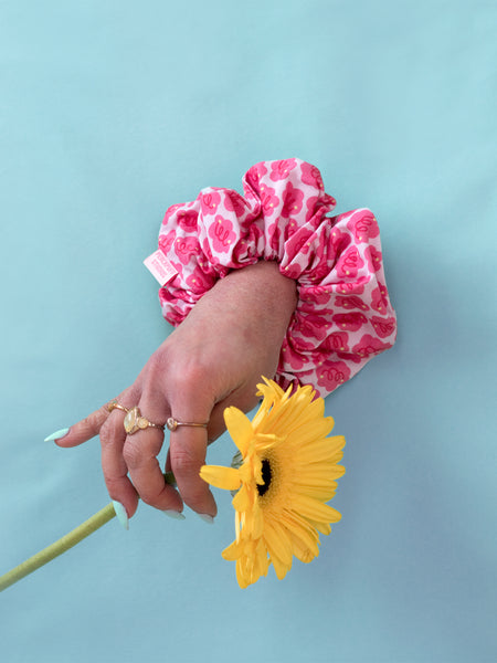 Pink Flower Swirls Oversized Scrunchie