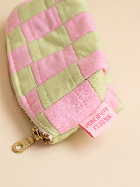 Zero Waste Pink and Green Patchwork Coin Purse