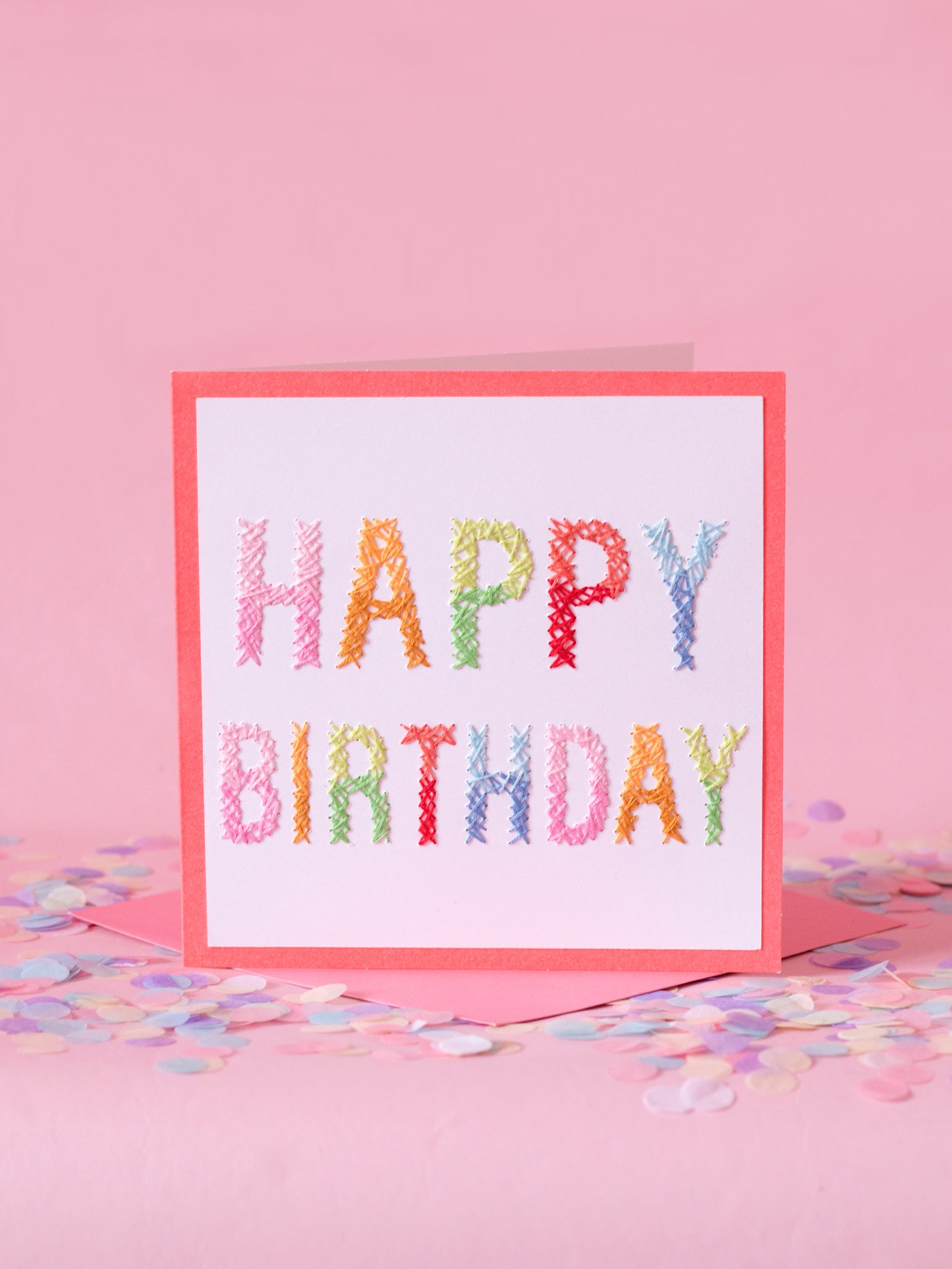 Peachpuff Studios - Happy Birthday Hand Stitched Greeting Card