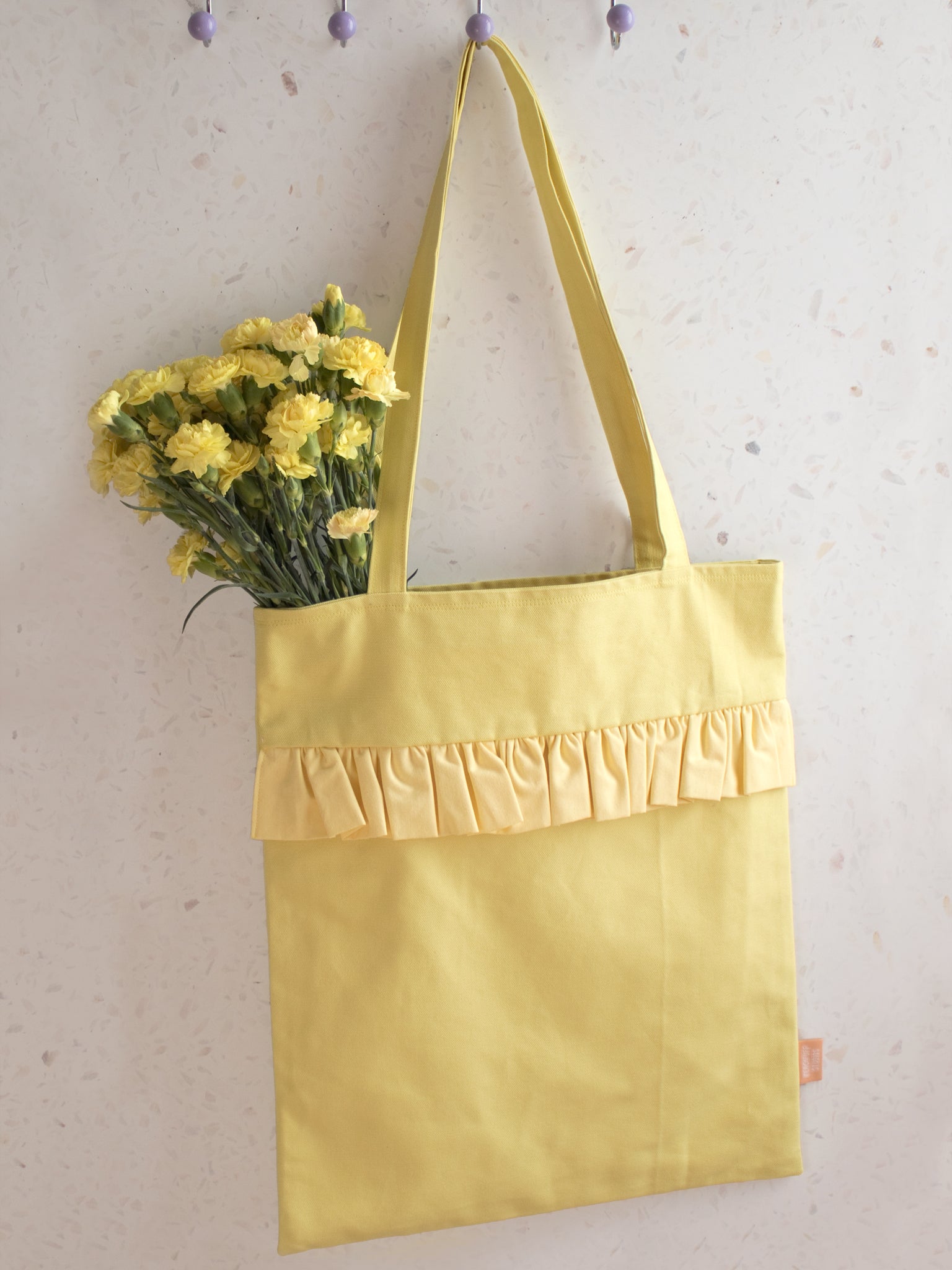 Yellow Ruffle Canvas Tote Bag – Peachpuff Studios
